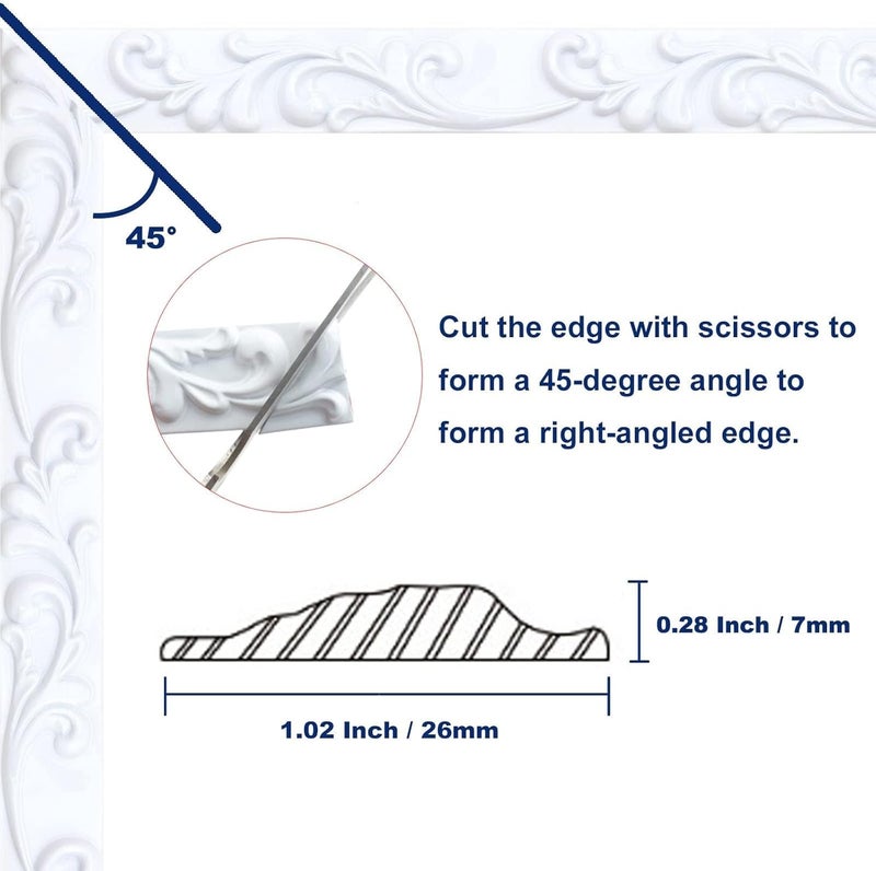 Duzzy Molding Trim Wall Trim, 16.4 Feet Self-Adhesive Flexible DIY Peel and Stick Crown Molding Ceiling Molding Suitable for Mirror Edge, TV Background Wall, Home Wall Decor (White) - Image 2